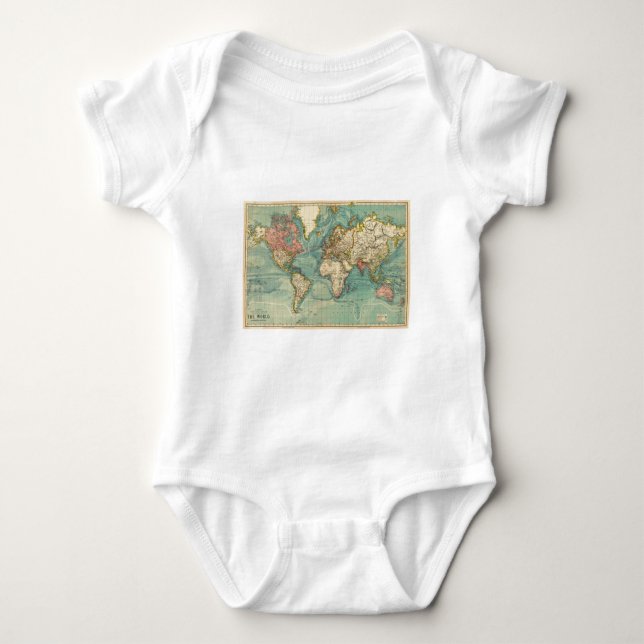 Vintage Weltkarte Baby Strampler (Vorderseite)