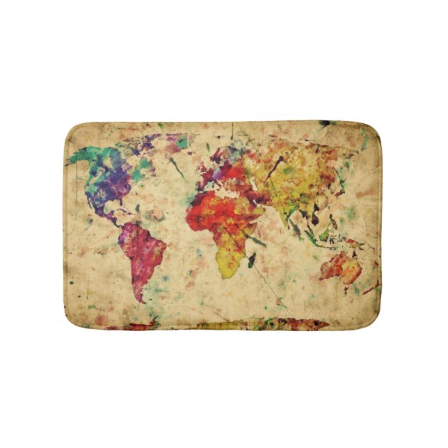 Vintage Weltkarte Badematte (Vorderseite)