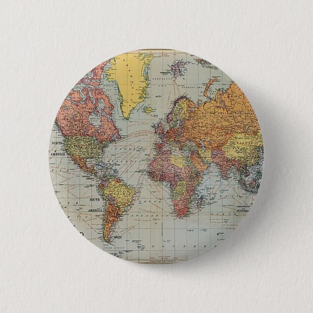 Vintage Weltkarte Button (Vorderseite)