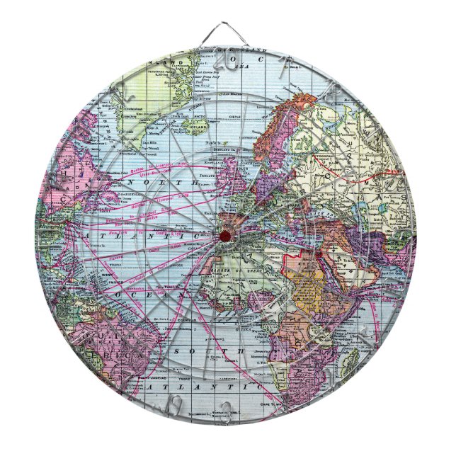 Vintage Weltkarte Dartscheibe (vorne)