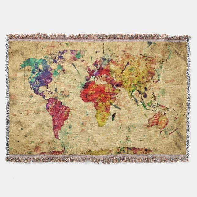 Vintage Weltkarte Decke (Vorderseite)
