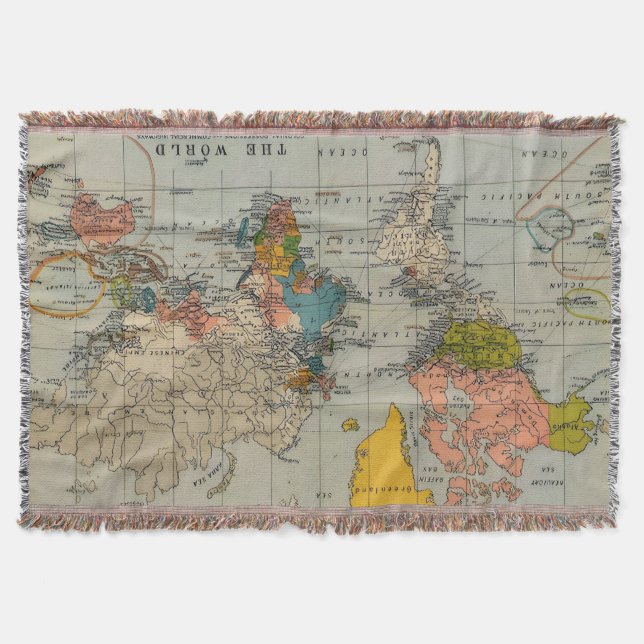 Vintage Weltkarte Decke (Vorderseite)