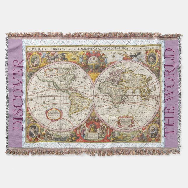 Vintage Weltkarte Decke (Vorderseite)