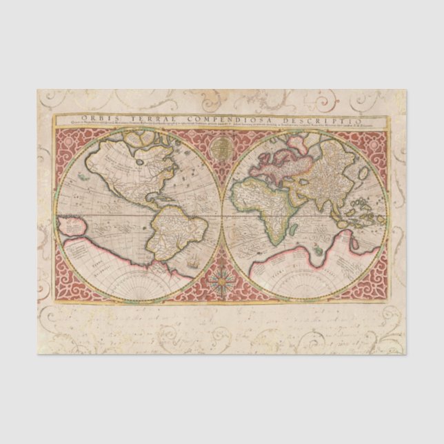 Vintage Weltkarte - Dekoute Seidenpapier (Vorderseite)