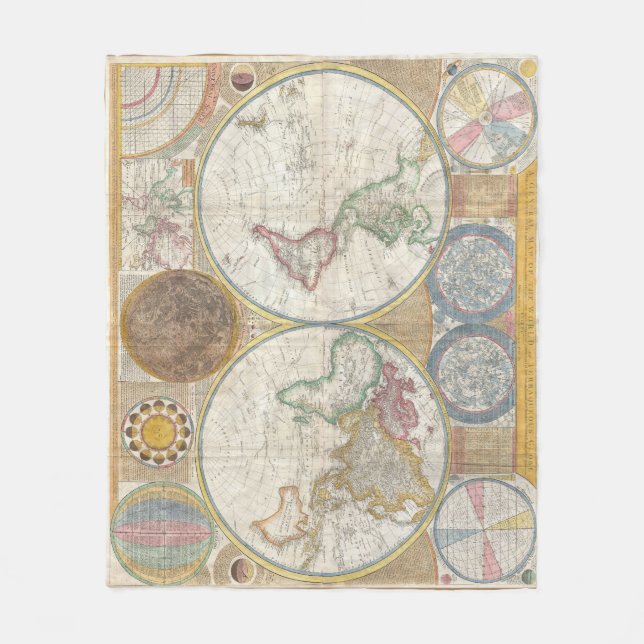 Vintage Weltkarte Fleecedecke (Vorderseite)