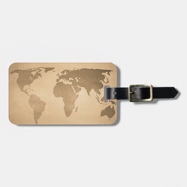 Vintage Weltkarte Gepäckanhänger (Vorderseite horizontal)