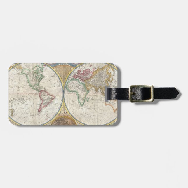 Vintage WELTKARTE Gepäckanhänger (Vorderseite horizontal)