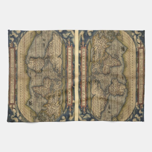 Vintage Weltkarte Geschirrtuch (Horizontal)