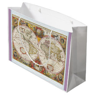 Vintage Weltkarte Große Geschenktüte