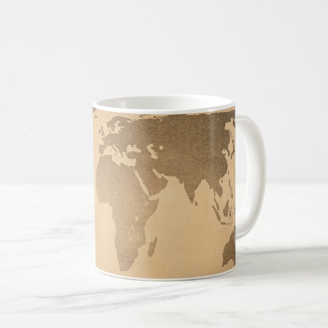 Vintage Weltkarte Kaffeetasse (VorderseiteRechts)
