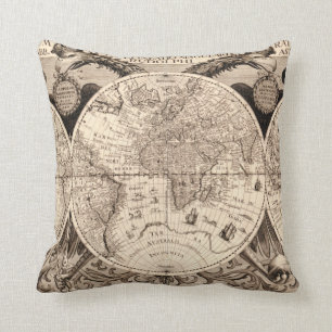 Vintage Weltkarte Kissen