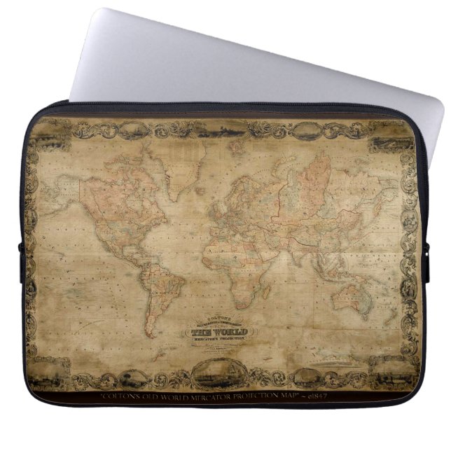 Vintage Weltkarte Laptopschutzhülle (Vorderseite)