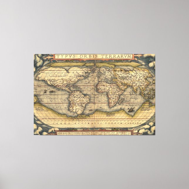 Vintage Weltkarte Leinwanddruck (Vorderseite)