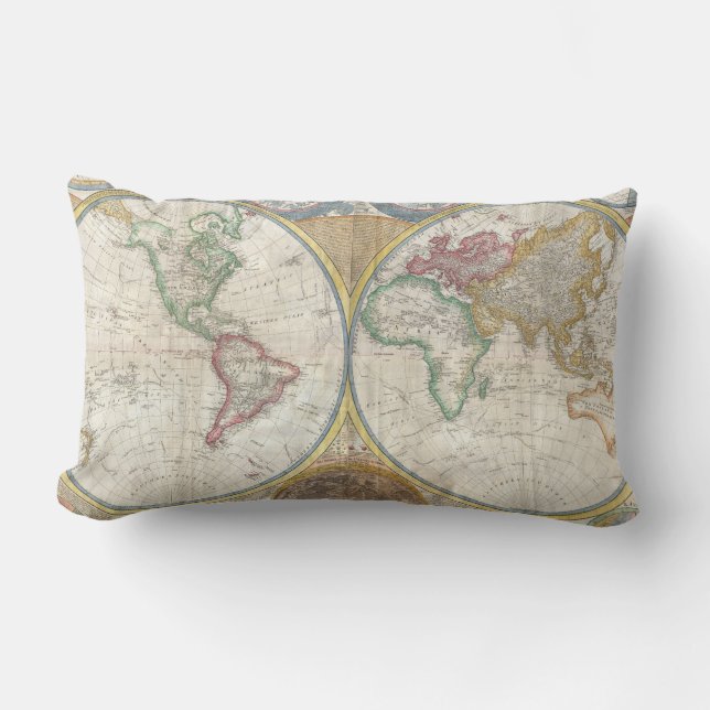 Vintage Weltkarte Lendenkissen (Vorderseite)