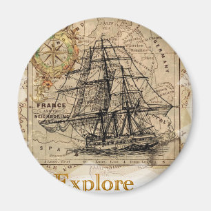 Vintage Weltkarte Magnet