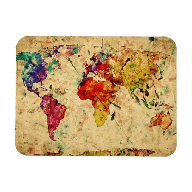 Vintage Weltkarte Magnet (Horizontal)