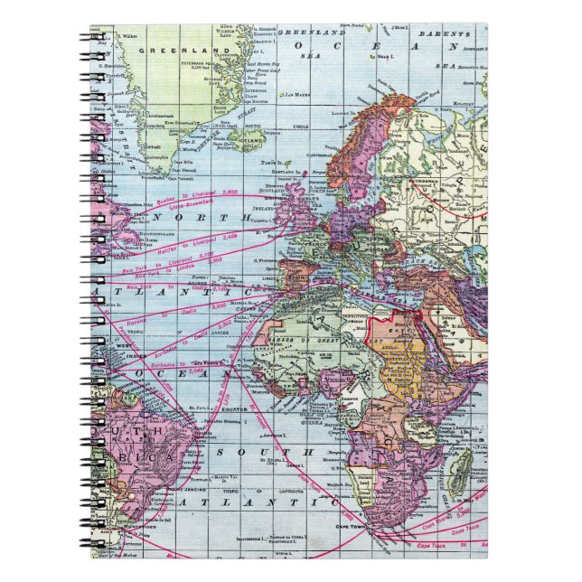 Vintage Weltkarte Notizblock (Vorderseite)