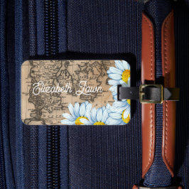 Vintage Weltkarte Personalisierter Blumenkoffer Gepäckanhänger