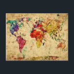 Vintage Weltkarte Postkarte<br><div class="desc">Vintage Weltkarte © und ® Bigstock® - Alle Rechte vorbehalten.</div>