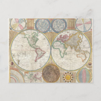 Vintage Weltkarte Postkarte