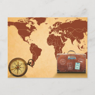 Vintage Weltkarte Reiseabenteuer Postkarte