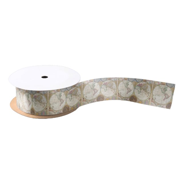 Vintage Weltkarte Satinband (Spule)