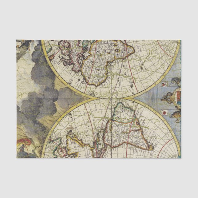 Vintage Weltkarte Seidenpapier (Vorderseite)