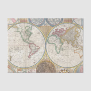 Vintage Weltkarte Seidenpapier