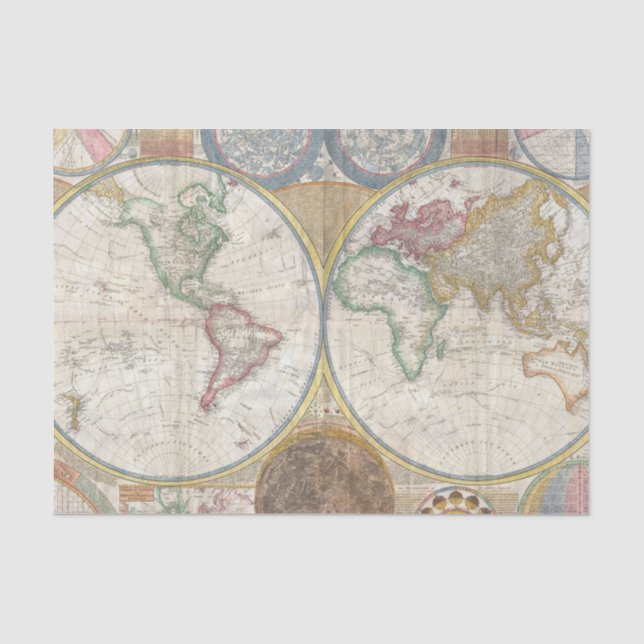 Vintage Weltkarte Seidenpapier (Vorderseite)