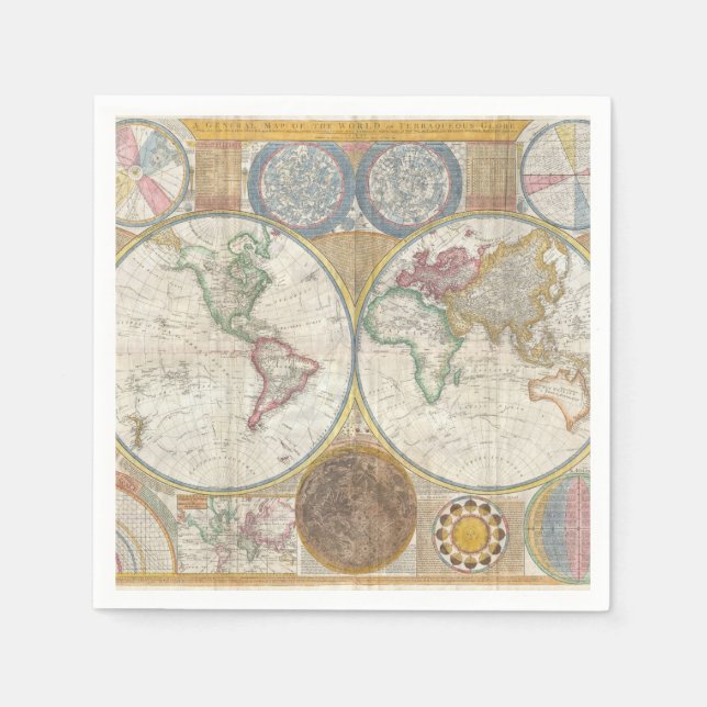 Vintage Weltkarte Serviette (Vorderseite)