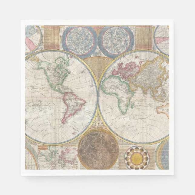Vintage WELTKARTE Serviette (Vorderseite)