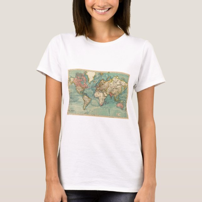 Vintage Weltkarte T-Shirt (Vorderseite)