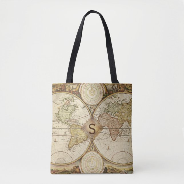 Vintage Weltkarte Tasche (Vorderseite)