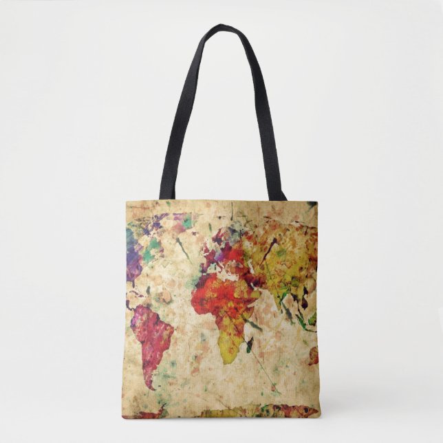 Vintage Weltkarte Tasche (Vorderseite)