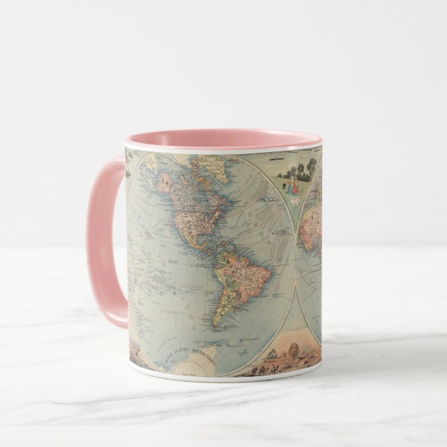 Vintage Weltkarte Tasse (Vorderseite Links)