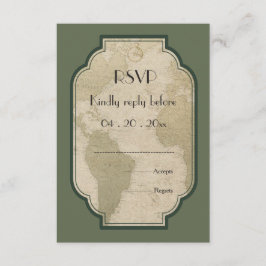 Vintage Weltkarte thematische Hochzeit RSVP Karte