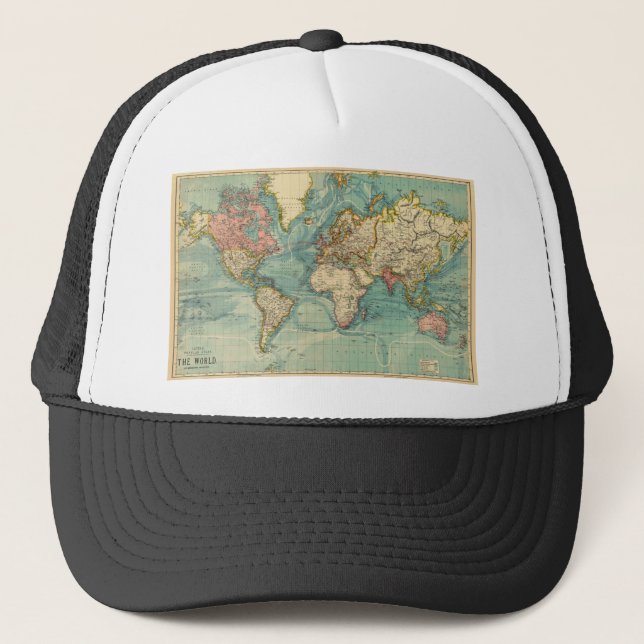Vintage Weltkarte Truckerkappe (Vorderseite)