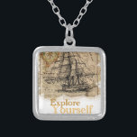 Vintage Weltkarte Versilberte Kette<br><div class="desc">Vintage Weltkarte, erkunden Sie sich selbst</div>