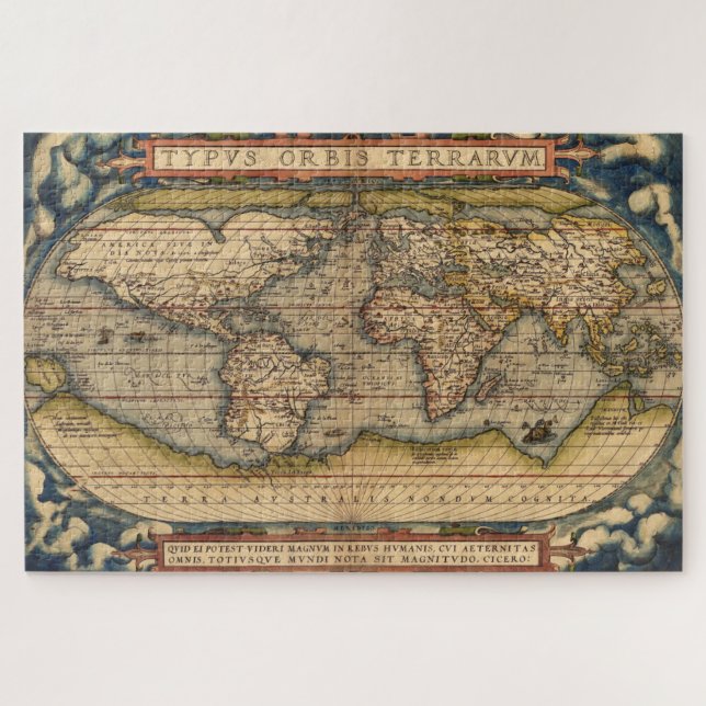 Vintage Weltkarte von Abraham Ortelius 1564 (Horizontal)