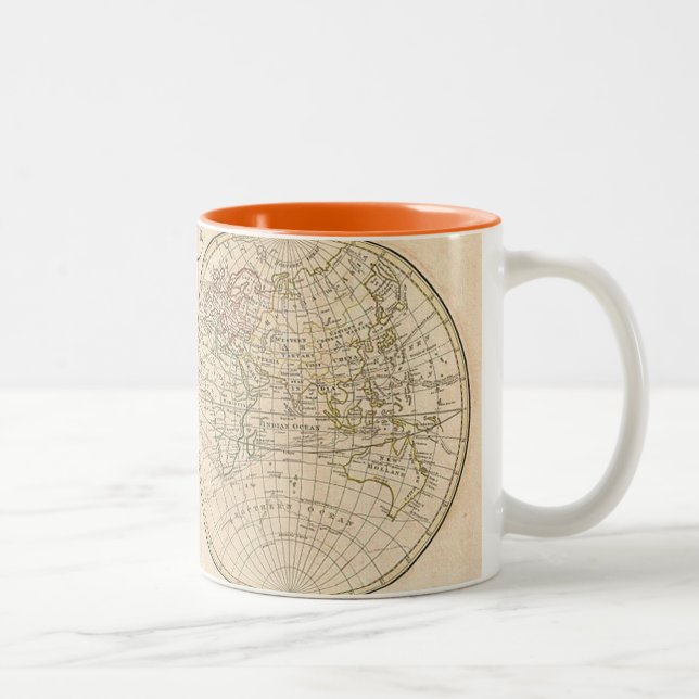 Vintage Weltkarte Zweifarbige Tasse (Rechts)