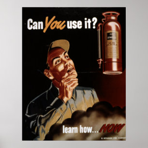 Vintage Weltkrieg-Feuerlöscher-Sicherheit Poster