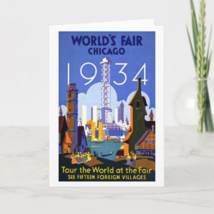 Vintage Weltmesse Chicago 1934 Karte
