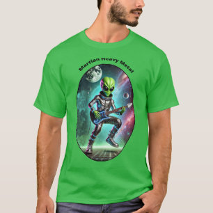 Vintage Weltraum-Alien Marsmensch spielt Gitarre U T-Shirt