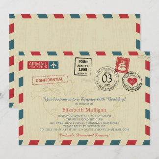 Vintage Weltreise Airmail Geburtstagsparty Einladung
