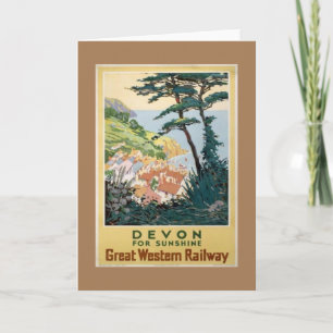 Vintage Werbeanzeige für Reisen durch Devon auf En Karte