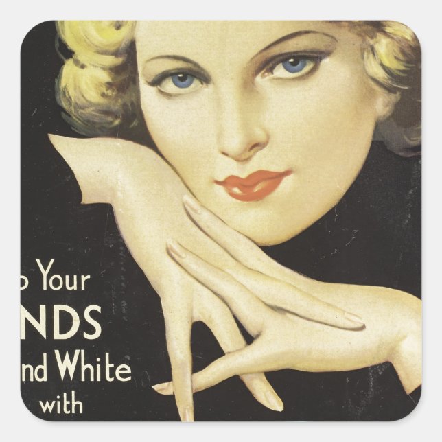 Vintage Werbecreme Blond Hair Quadratischer Aufkleber (Vorderseite)