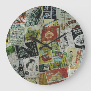 Vintage Werbemauer in Hongkong. Große Wanduhr
