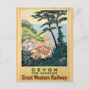 Vintage-Werbeplakat für Reisen in Devon, England Postkarte