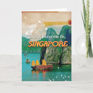Vintage Werbeplakat für Singapur Urlaub. Feiertagskarte