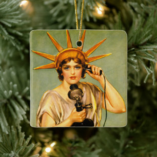 Vintage-Werbeposter "Hello This Is Liberty Speakin Keramikornament